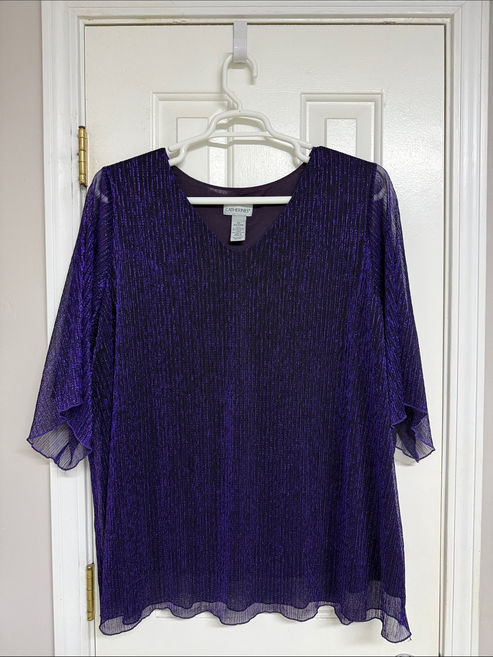 Catherines Shimmery Purple V-Neck Evening Tunic